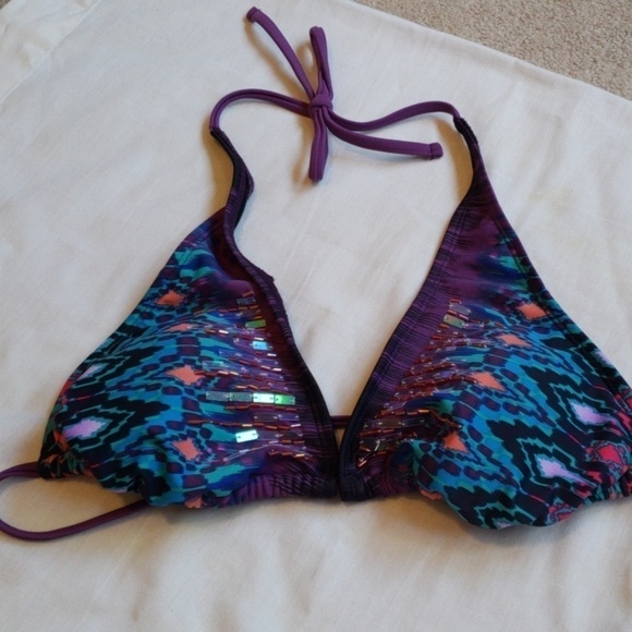 Purple Multicolored Bikini Top NWT - Picture 2 of 10